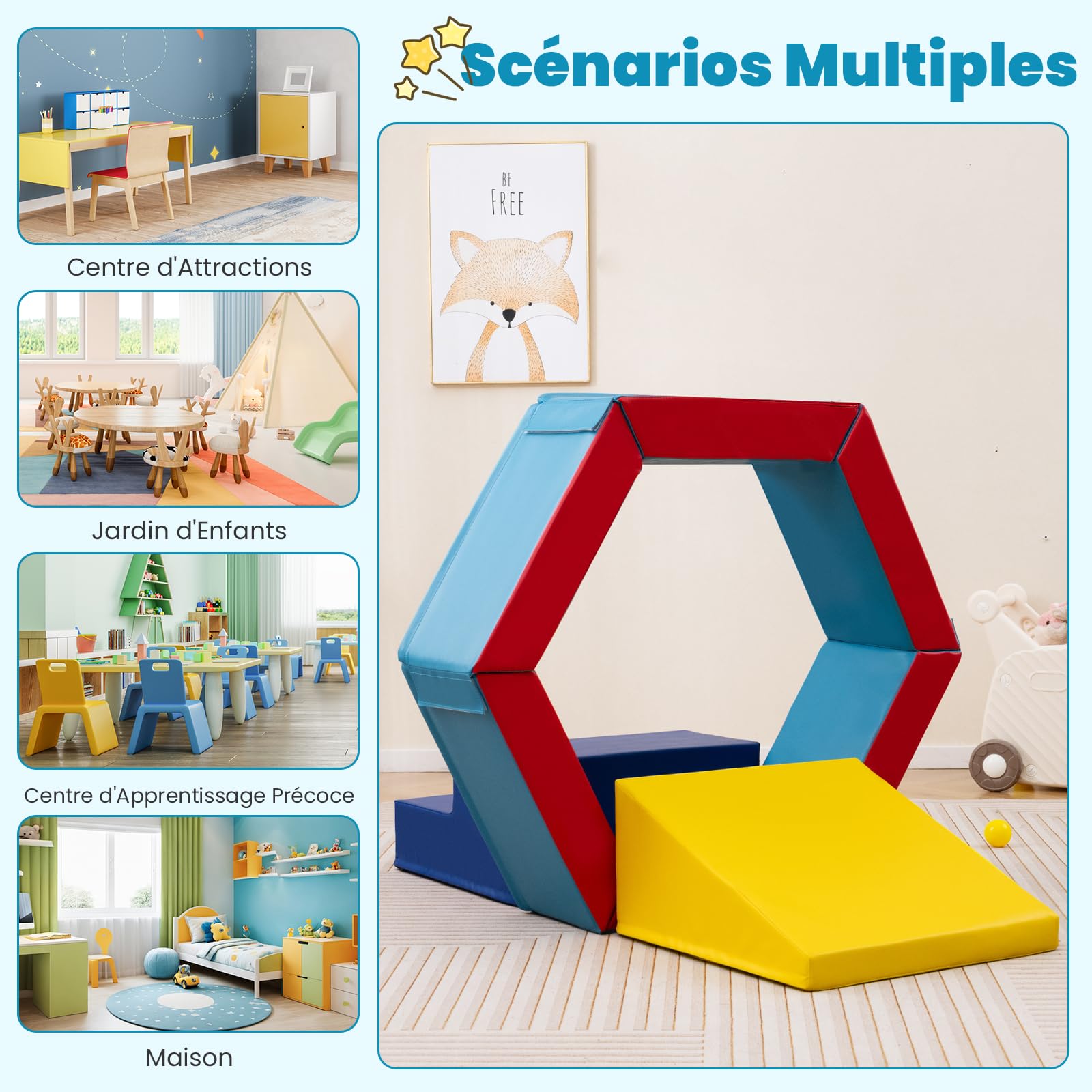 DREAMADE 3 Parcours Motricité Bébé, Blocs de Construction & Piscine à Balles pour Grimper et Ramper avec 100 Balles Océaniques, pour Enfants 1+ Ans