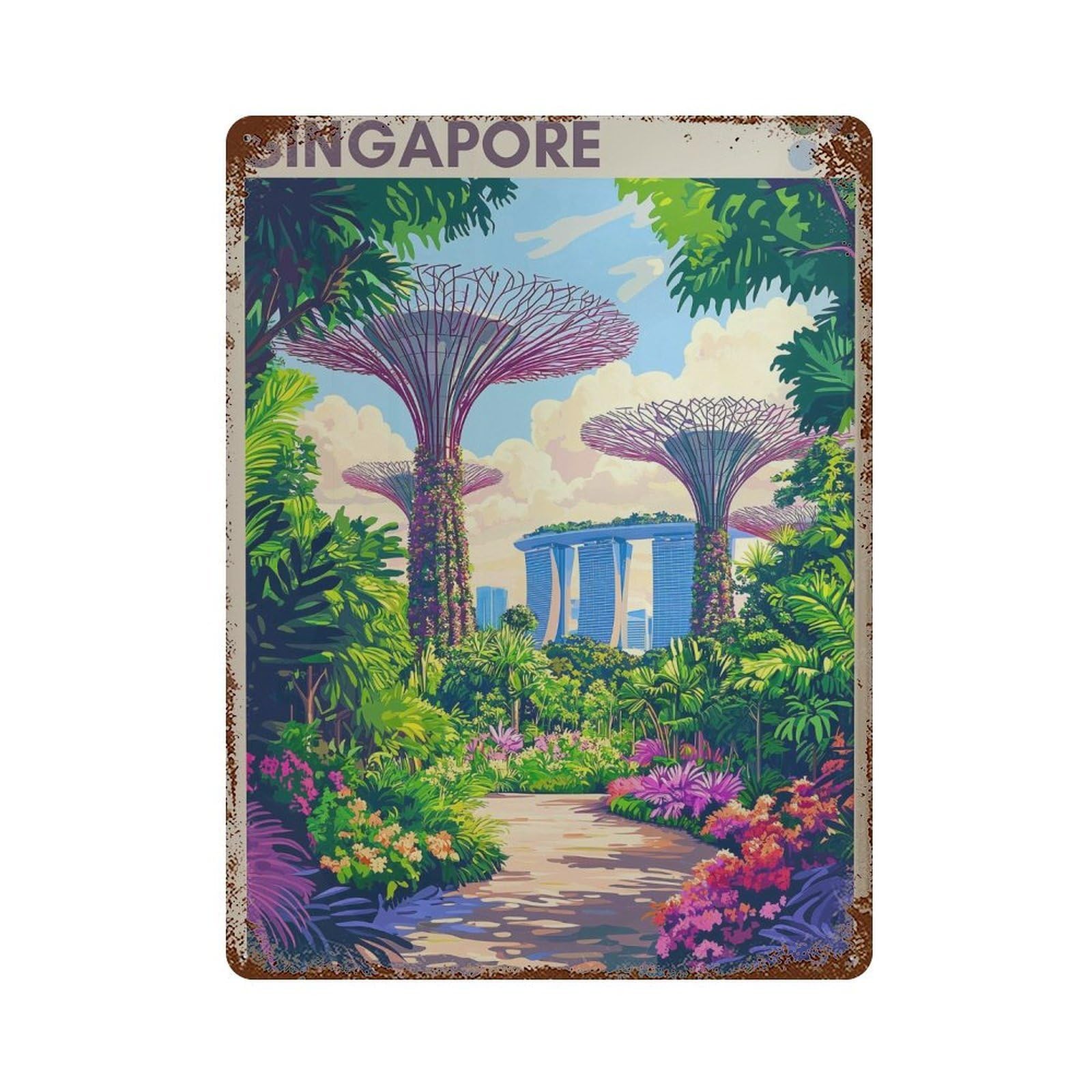 xiaoxiaoshen Singapore Gardens by The Bay Botanic Travel Wall Decor Art Metal Tin Poster Modern Home Decor Art Home Bar Shop Decorations Vintage Sign 40x30cm