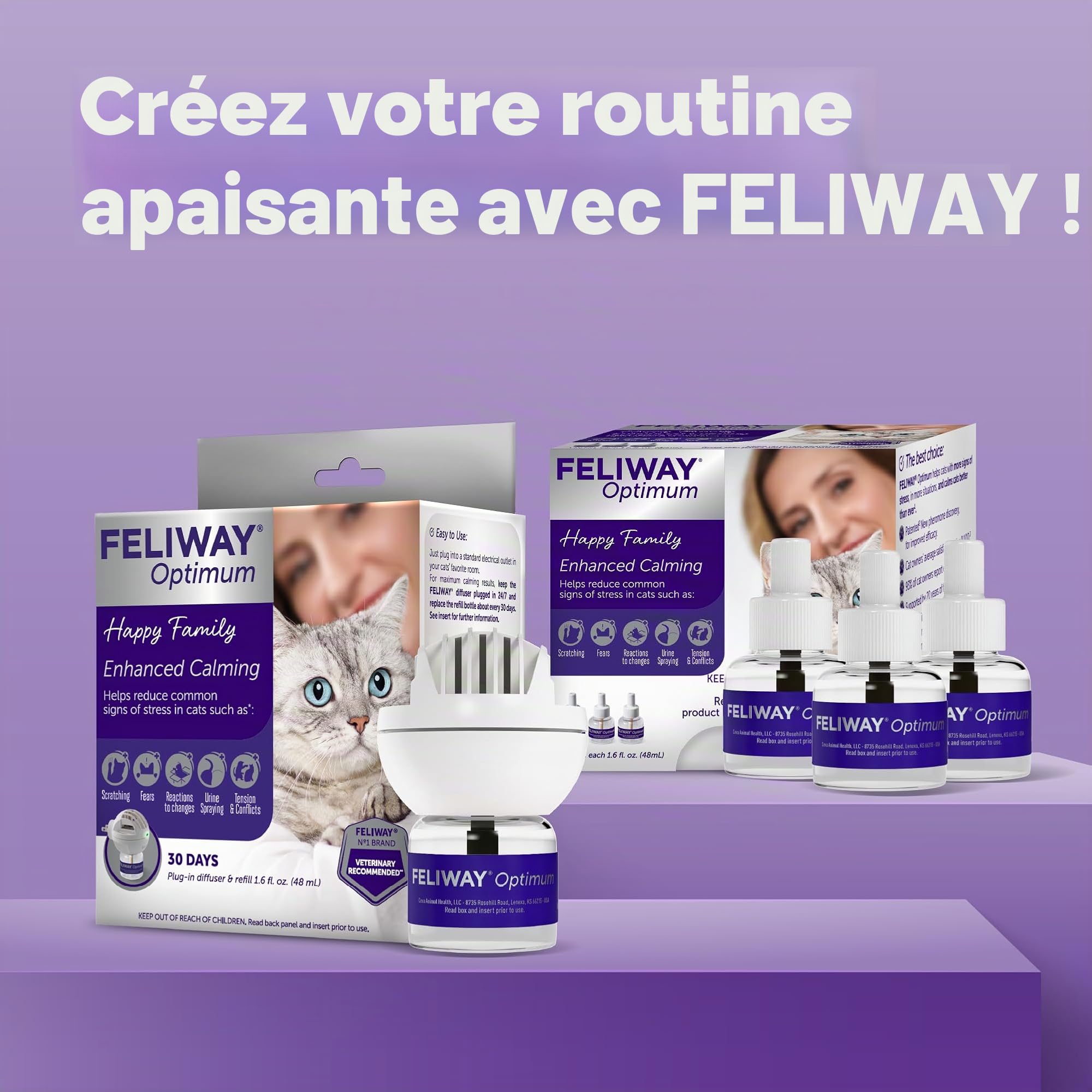 FELIWAY Recharge de phéromones apaisantes optimales améliorées de 30 Jours - Lot de 2