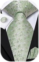 Hi-Tie 70 inches Ties for Men Silk Extra Long Necktie and Pocket Square Cufflinks Set Men Big and Tall Tie Business
