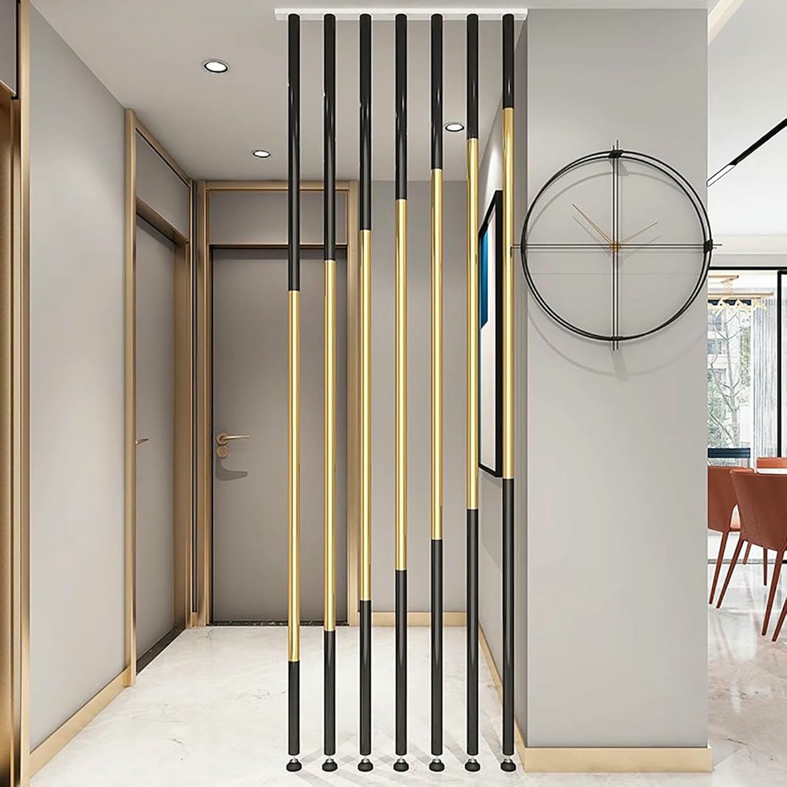 7 Set Metal Fence Post for Privacy Fence, Room Wall Partition Divider Column Floor to Ceiling, Columnar Partition Slats Holder No Drilling (180cm(5.9ft))