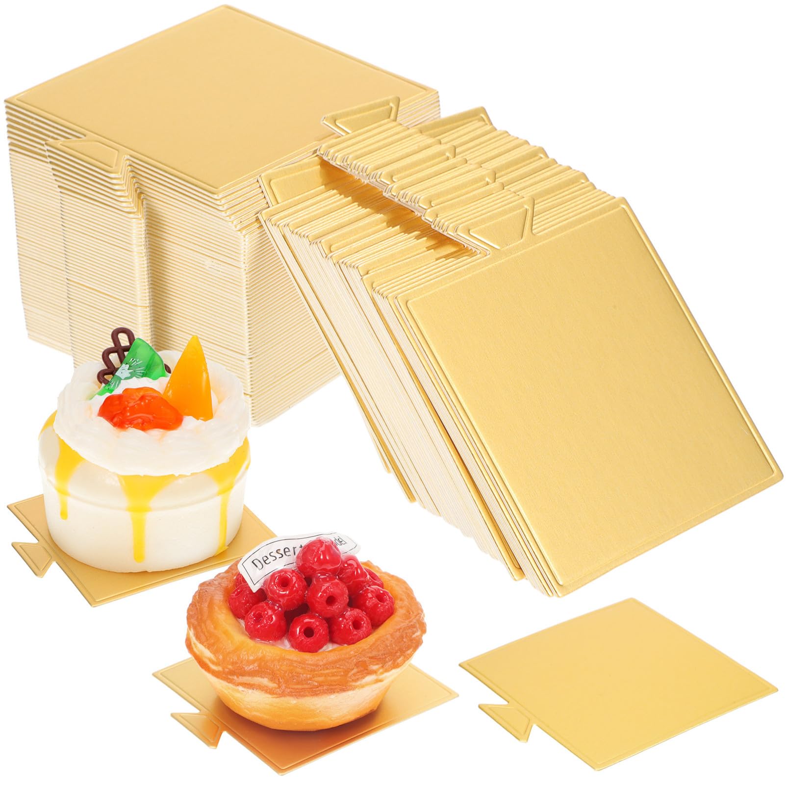 100 Hojas Bases para Pasteles Mini Cuadrados de Cartón Resistente Unidades para Mousse Postres y Fiestas Soporte para Cupcakes y Tartas Pequeñas