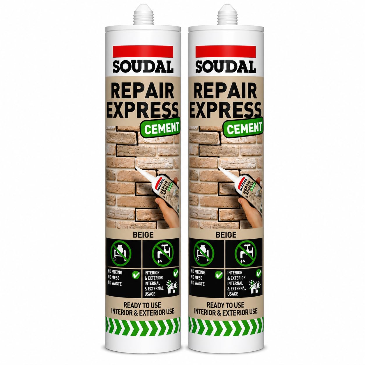 Cement Repair Sealant Beige 300ml – Ready Mixed Crack Filler for Pointing, Masonry & Concrete Repairs, Waterproof Exterior Repair Sealant (Pack of 2)