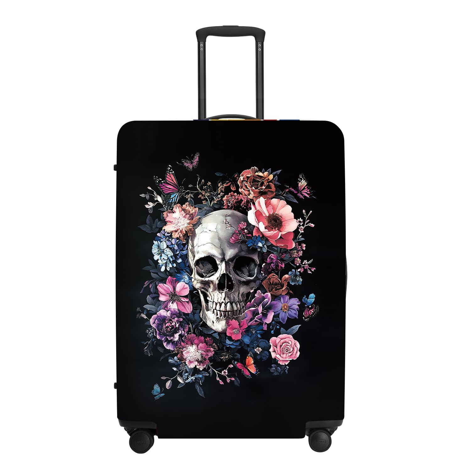 Day of the Dead Luggage Cover, Bohemian Skull &amp; Floral Waterproof Protector, Vibrant Anti-Scratch Design for Suitcases