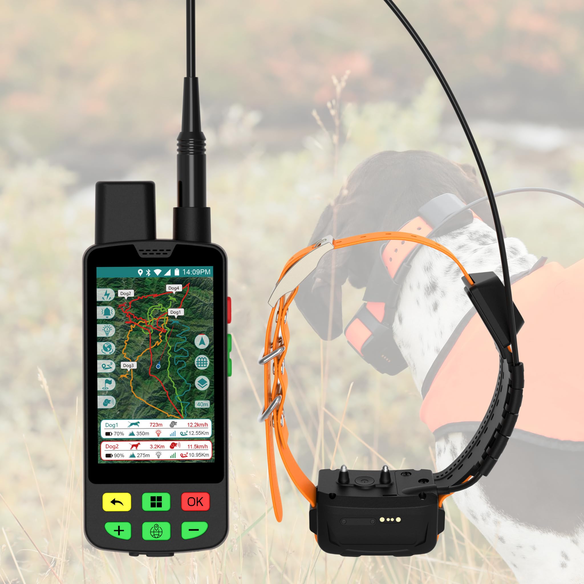 ESEEK GPS Collare per cane da caccia VHF 15 km + 4G – Monitoraggio in tempo reale, portata illimitata, luce LED, antiurto, impermeabile IP68, tracker GPS Pro per cani da caccia – monitoraggio