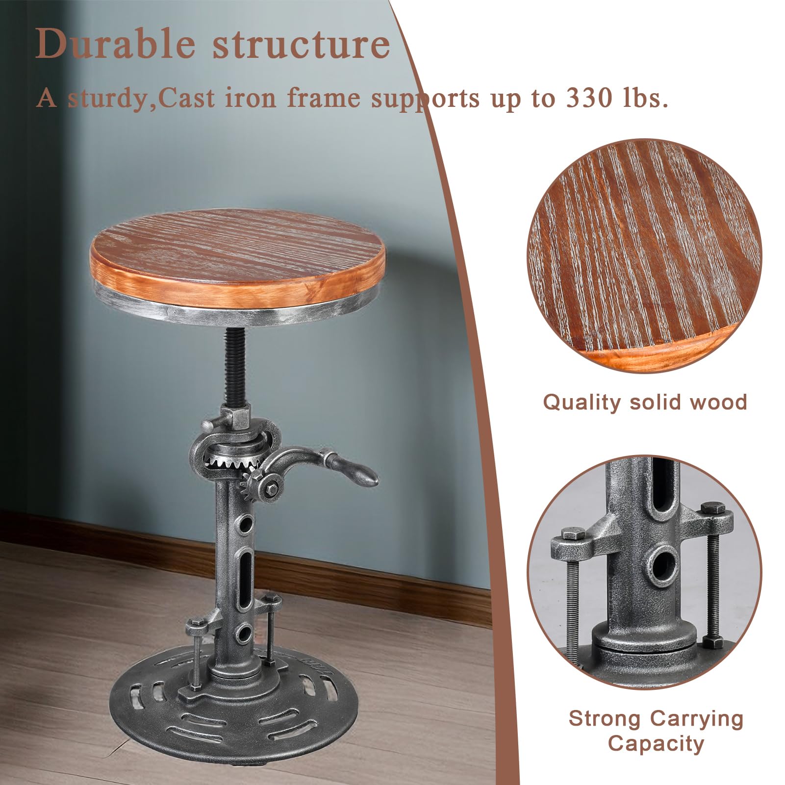 Amazon.com: BOKKOLIK Vintage Bar Stool with Handle Crank