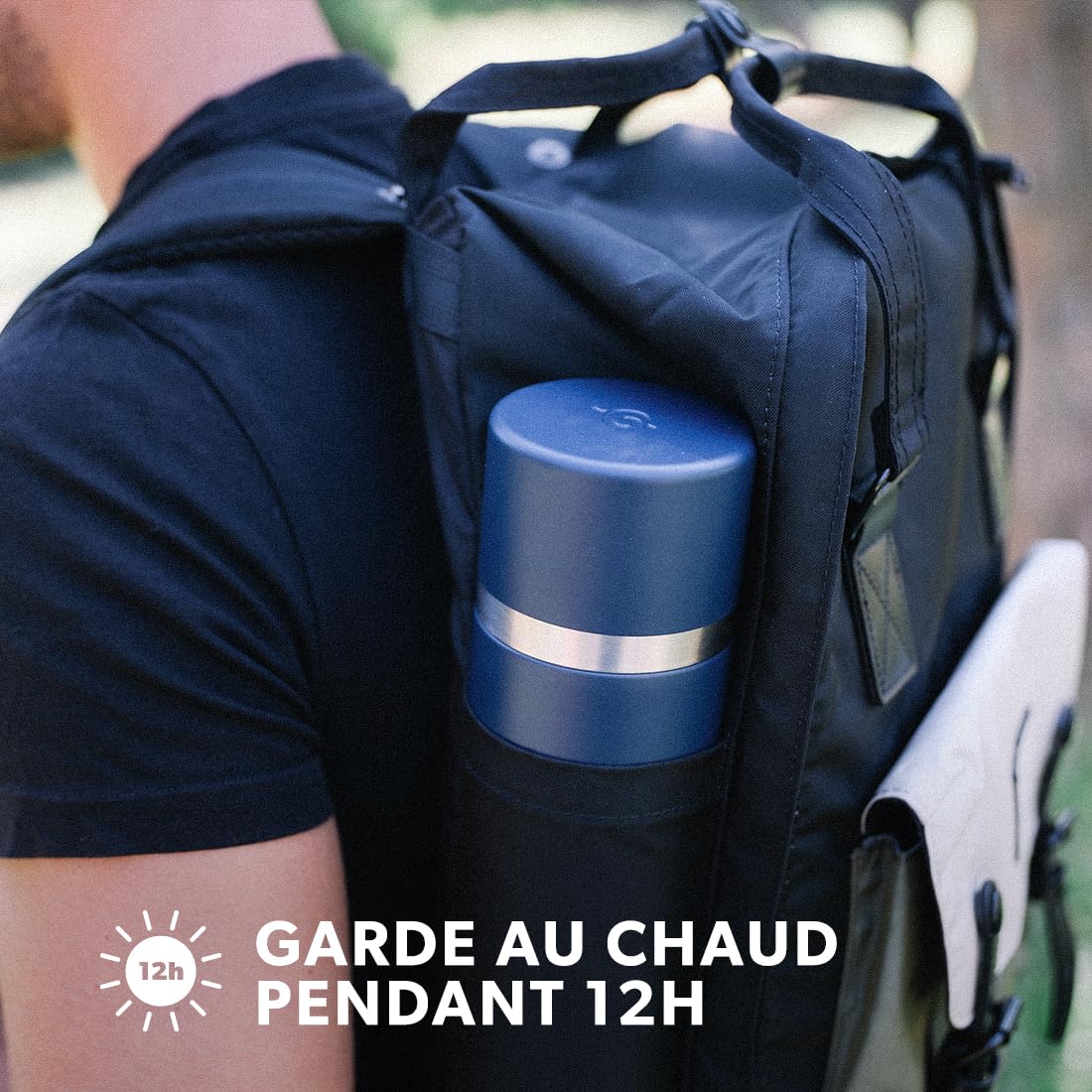 Qwetch - Thermo Isotherme Bahia Vert Tilleul 750ml - Thermo avec Gobelet Inox Recyclé - 24h Froid et 12h Chaud - Etanche & Idéale pour Café et Thé