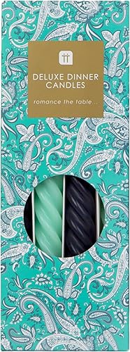 Miniatura 2 de Talking Tables Talking Tables - Velas cónicas trenzadas en espiral italianas sin perfume, color azul marino y verde menta, hechas por Talking Tables