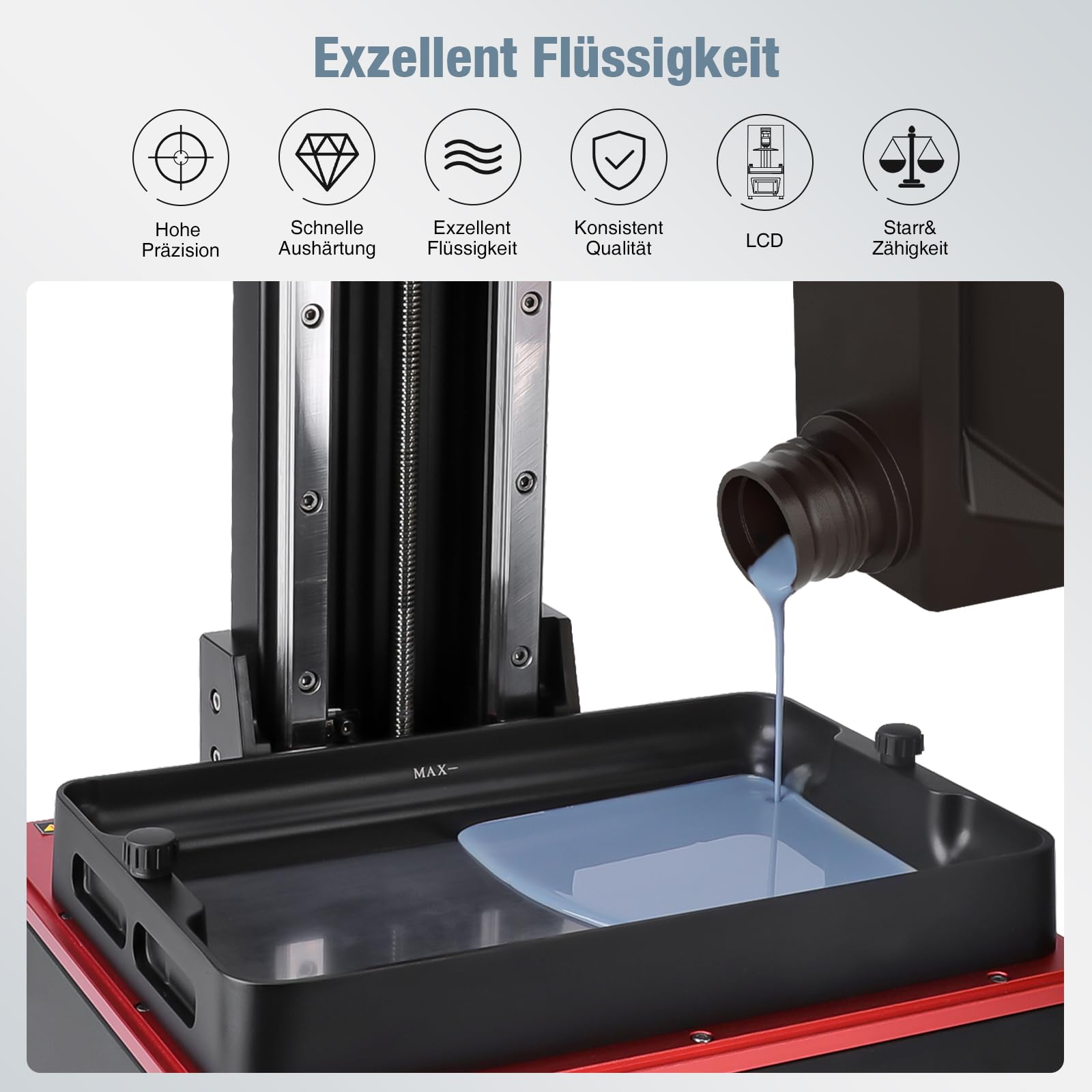 ELEGOO Żywica LCD UV do drukarki 3D, 405nm standardowa żywica fotopolimerowa dla drukarek LCD/DLP 3D, małe kurczenie, wysoka dokładność 2 kg, przezroczysta