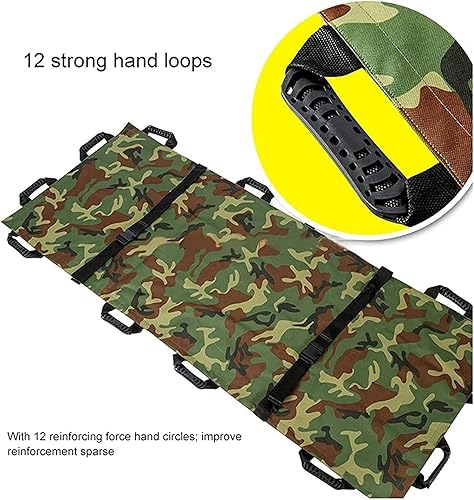 Miniatura 5 de Oxford - Camilla plegable de lona con 12 asas, tablero de transferencia para hospital, clínica, hogar, lugares deportivos, ambulancia