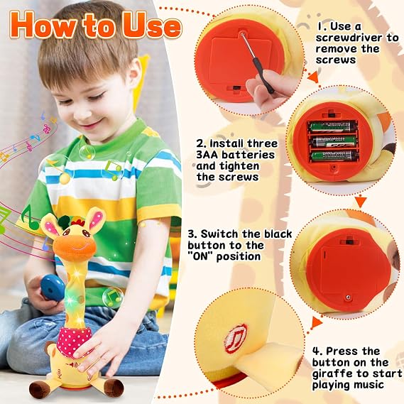 Jadyon Dancing Singing Talking Giraffe Toy, Dancing Giraffe Toy, Volume Control Singing Dancs Giraffes Toys Calming Sleep