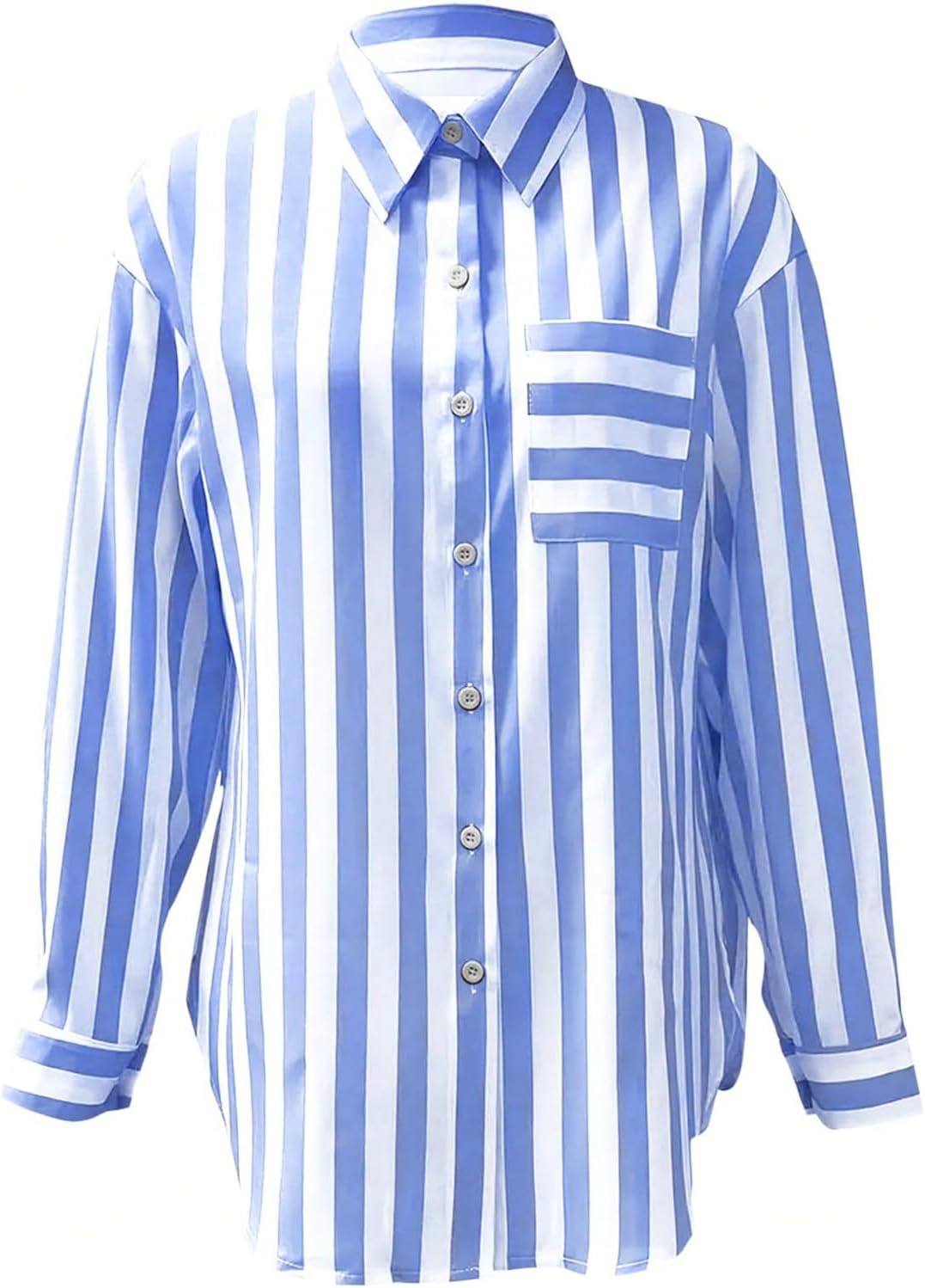 SHENHE Women's Striped Button Down Shirt Casual Long Sleeve Work Office Shirt Blouse - Image 3