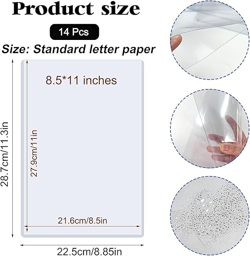 Miniatura 2 de Rainmae Paquete de 14 protectores rígidos de impresión de 8.5 x 11 pulgadas, protectores de hojas de plástico duro transparentes e impermeables,
