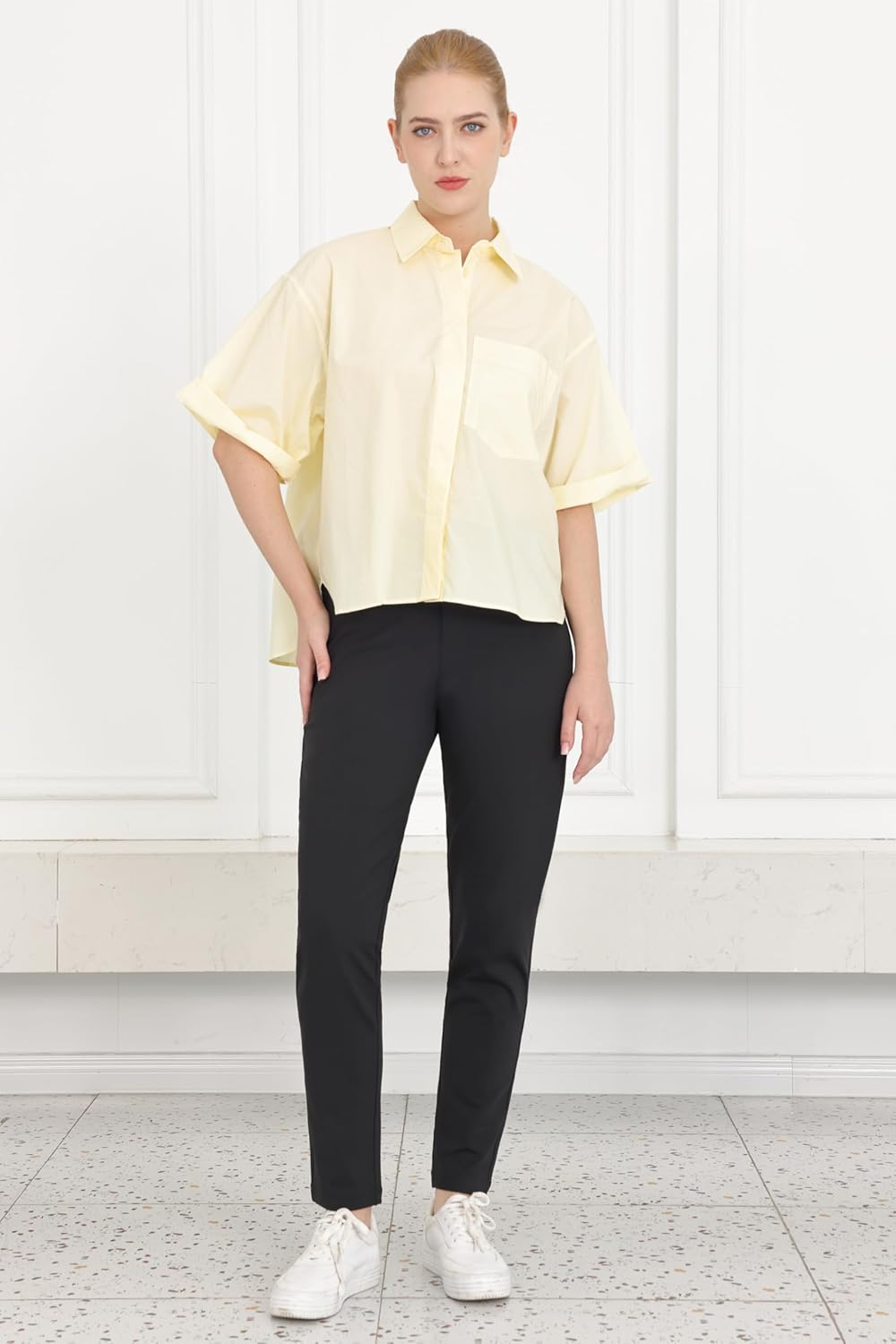 Bamans Womens Dress Pants Work Business Skinny Leg Pants Office High Waisted Slacks Slim Fit Casual Trousers - Image 3