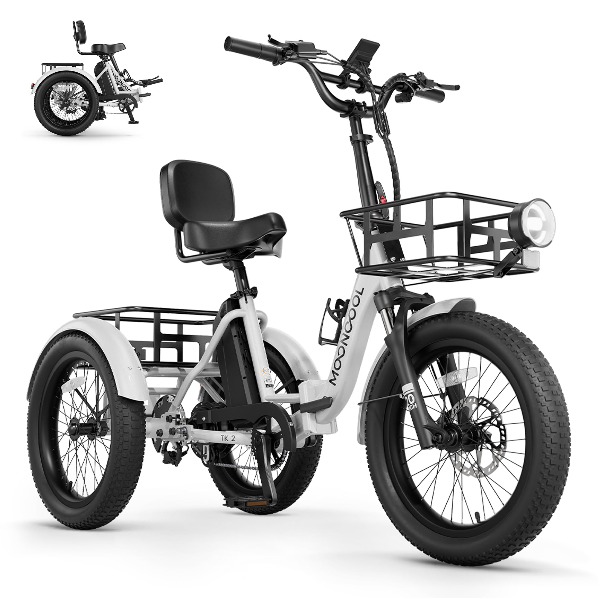 MOONCOOL Electric Tricycle for Adults, Fat Tire Folding Electric Trike