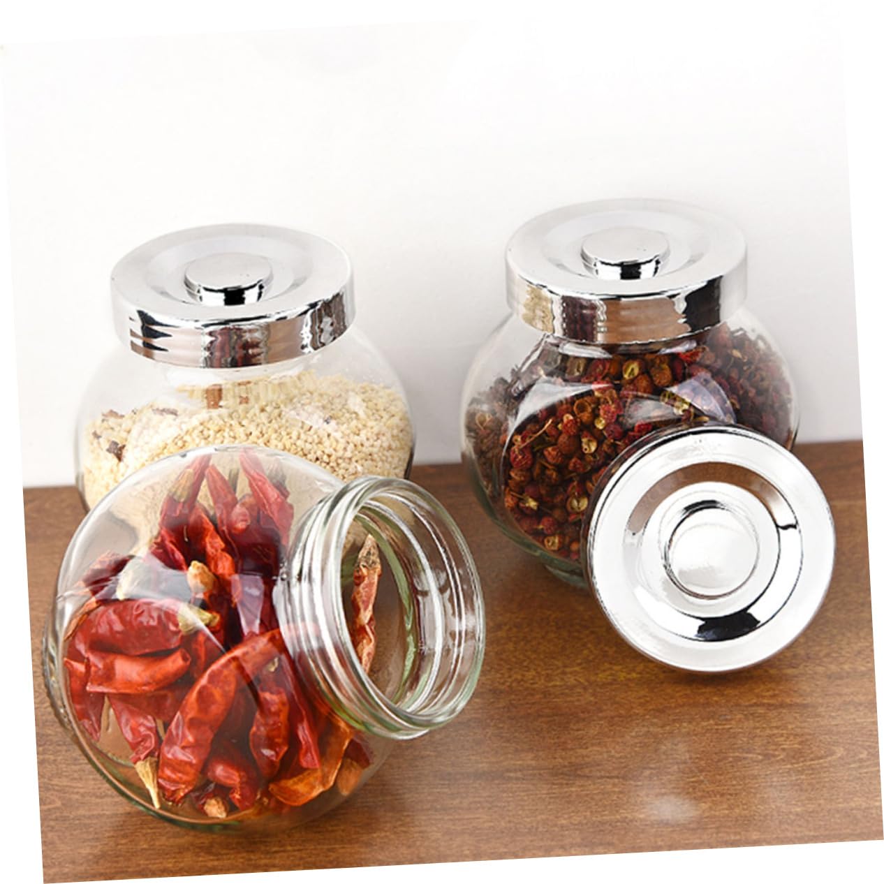 Mikikit Barattolo Trasparente per Alimenti Contenitore Ermetico in Vetro per Frutta e Snack per Cucina e Conservazione Set da 8 Pezzi
