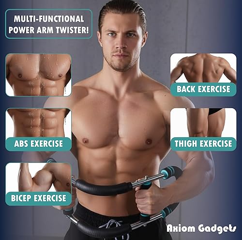 Miniatura 2 de Entrenador giratorio de brazo ajustable, barra de potencia de 40 a 130 libras para fuerza superior del cuerpo, equipo de entrenamiento portátil de