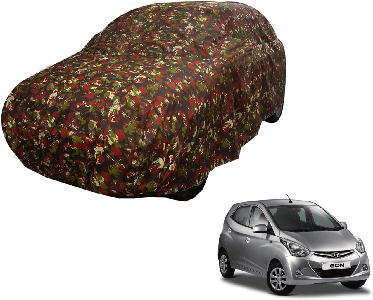 Auto Hub Car Cover Compatible with Hyundai Eon with Weather Proof, Triple Stitched, Eon Car Cover Jungle Look