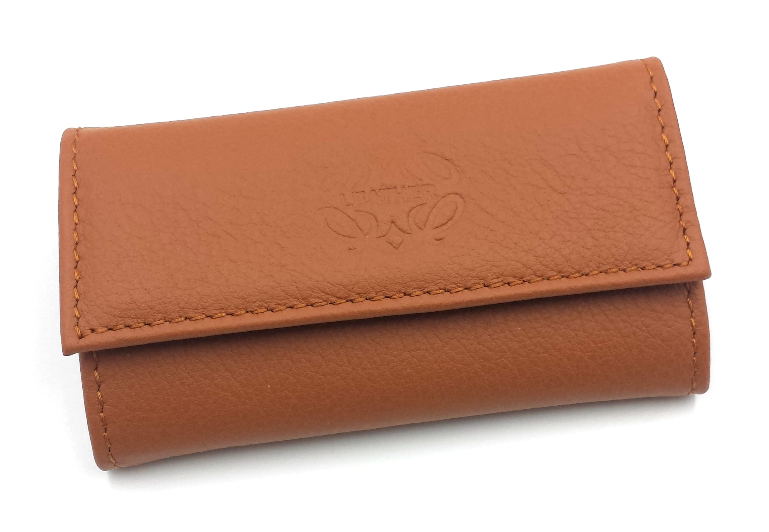 Handmade franartPiel - Portallaves de cuero, estuche organizador de 6 llaves refuerzo interior piel hecho en Piel Ubrique - Alta Calidad (Camel)