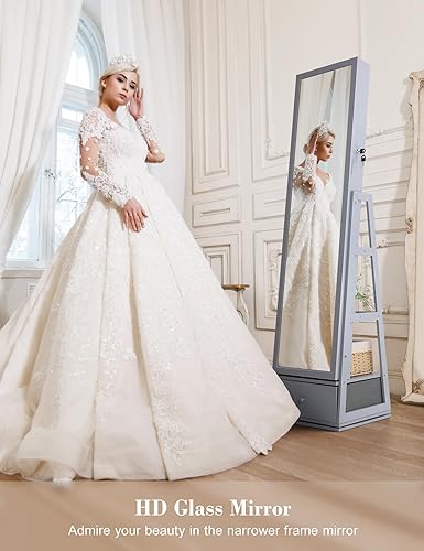 Miniatura 6 de Nicetree Armario giratorio de 360 con luces, armario de joyería con espejo, espejo de tocador interior, espejo giratorio de longitud completa con