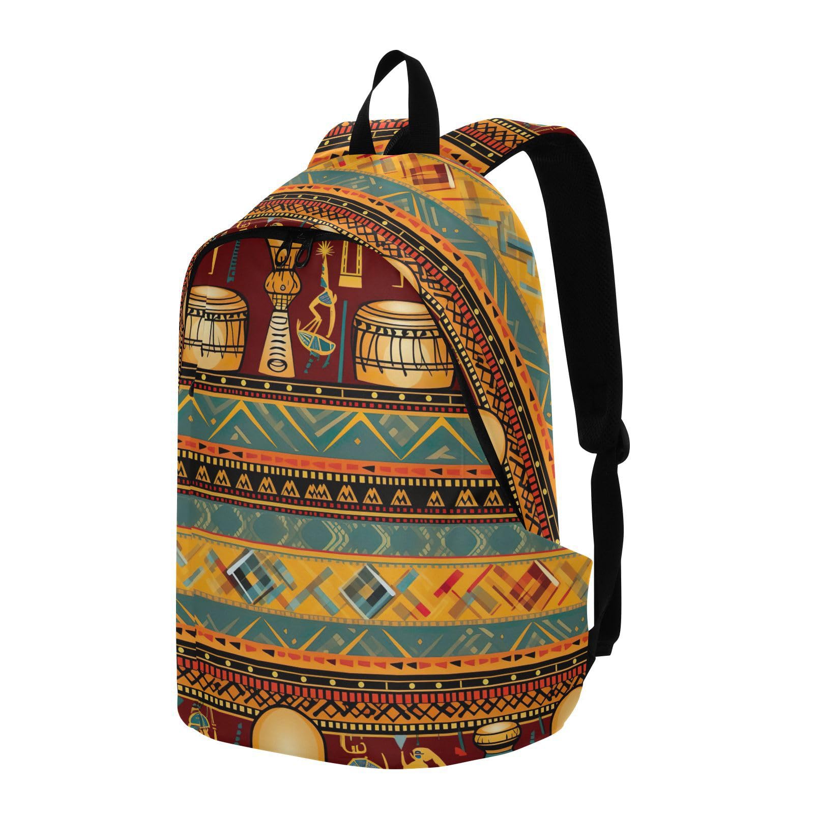 MCHIVER Travel Backpack African Ethnic Drums Casual Daypack Backpacks Lightweight Carry on Bag Water Resistant Hiking Backpack for Women Men