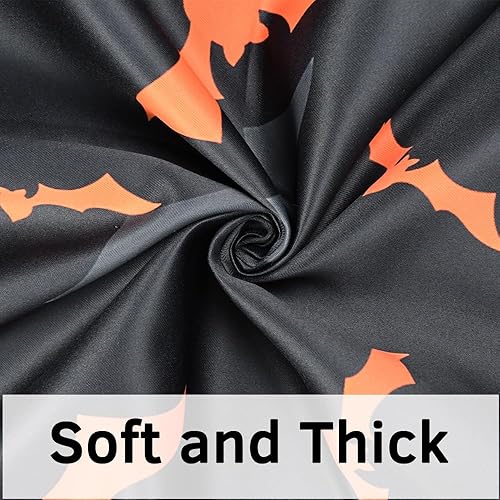 Miniatura 5 de Renaiss Cortinas opacas de murciélagos voladores naranja y negro, con aislamiento térmico, para dormitorio, para niños, Halloween, con ojales, para