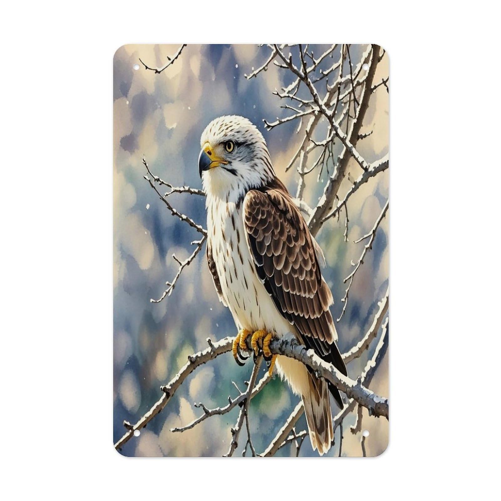 Hawk Metal Tin Sign Funny Vintage Metal Signs Metal Art Poster Man Cave Decor Retro Tin Sign for Home Office Kitchen Bar Cafe Garden Wall Decor 11.8 X 7.9 Inch
