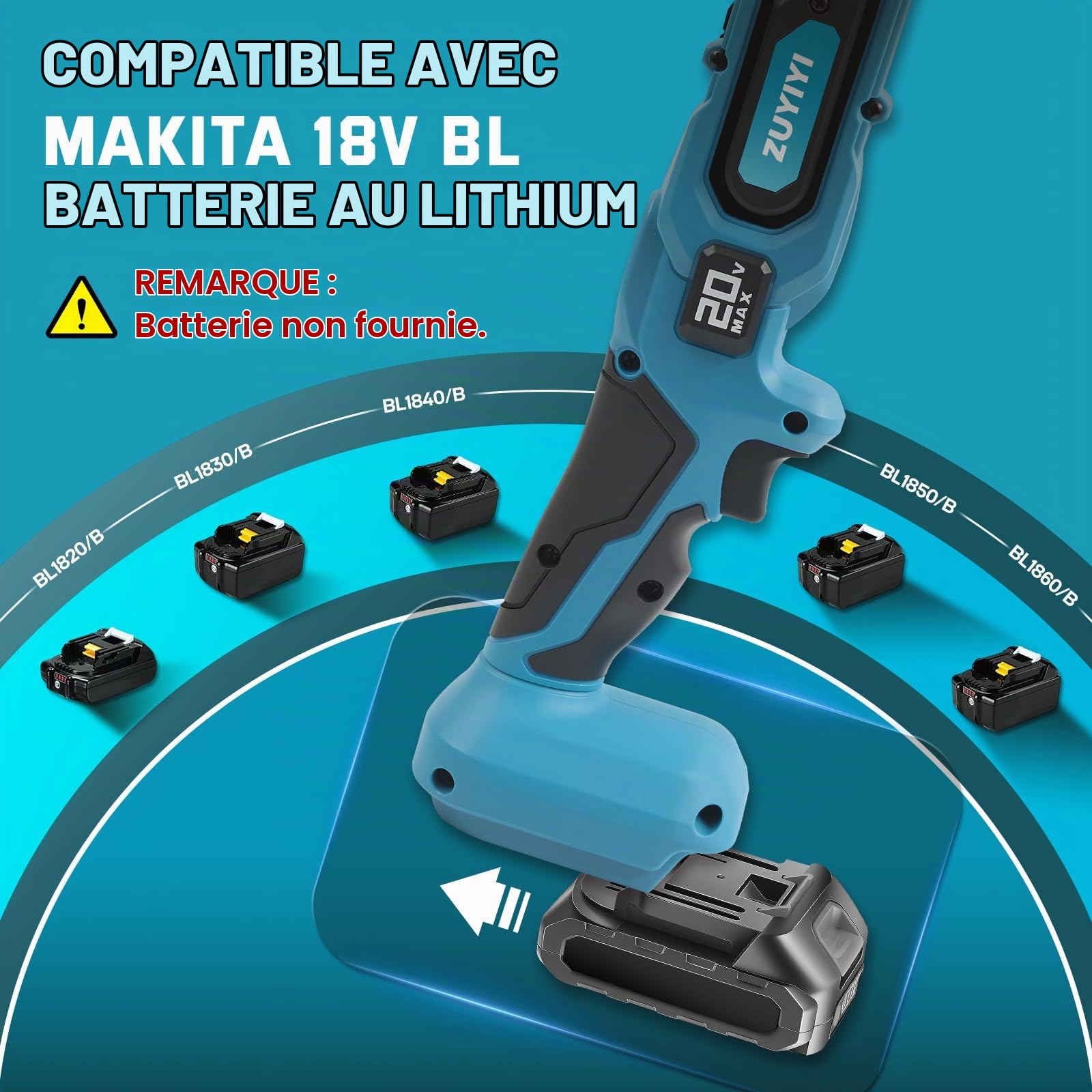 Ponceuse à bande sans fil pour batterie Makita 18 V (non incluse), 1,27 cm x 45,7 cm, 6 vitesses, mini ponceuse à bande sans balais, avec 10 bandes abrasives pour bois, métal, plastique