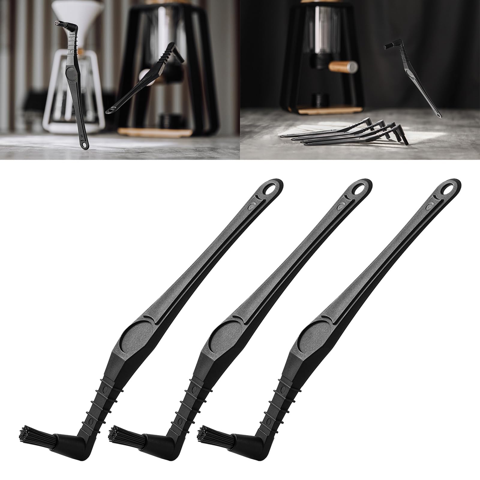 Morain 3 Spazzole per Manutenzione Macchina Espresso Spazzola A Gomito per Macinacaffè Curvo Accessori Professionali per Caffetterie