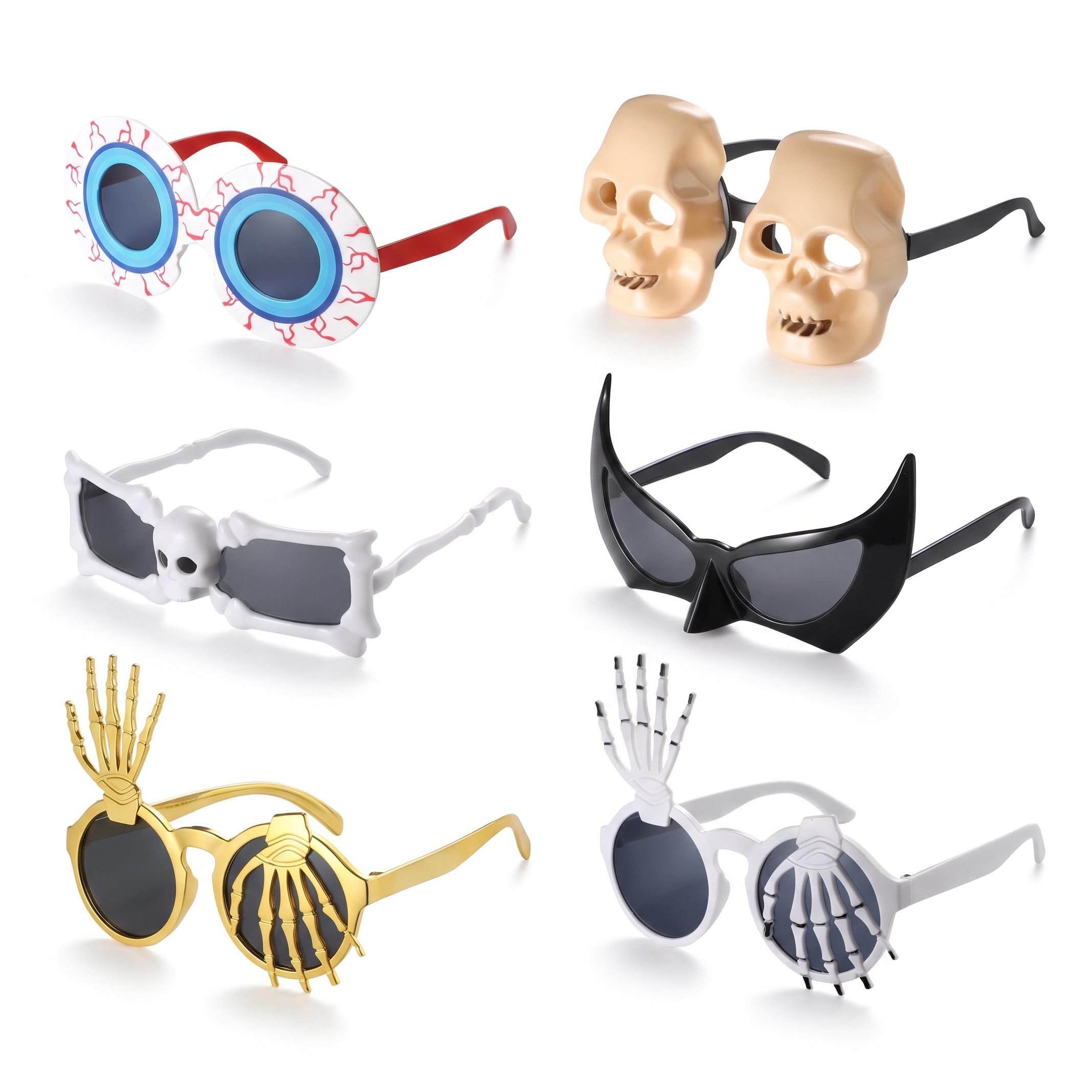 Halloween Novelty Glasses Pack of 6 Costume Sunglasses For Party & Cosplay