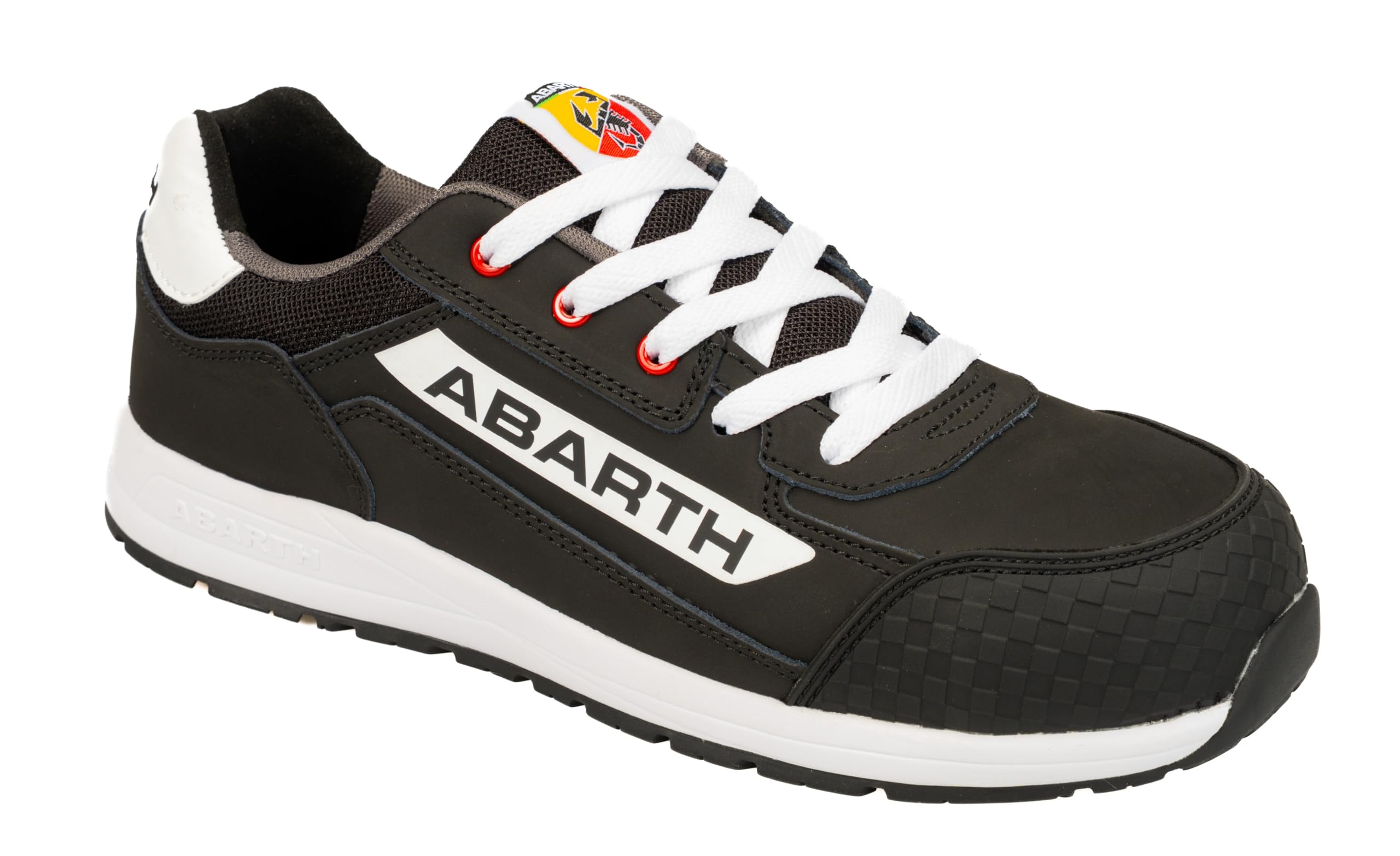 Abarth 595 Buty ochronne S3 czarne w skórze akcji, hydrofobowe, palce z włókna szklanego, bez metalu, Czarny (Black), 43 EU