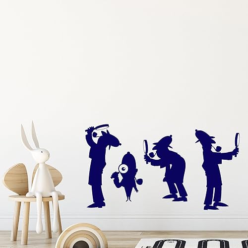Miniatura 4 de Adhesivos de vinilo para pared, diseño de agente detective, Sherlock Holmes, decoración grande (896ig) (L 25.72 x 45 pulgadas, negro)