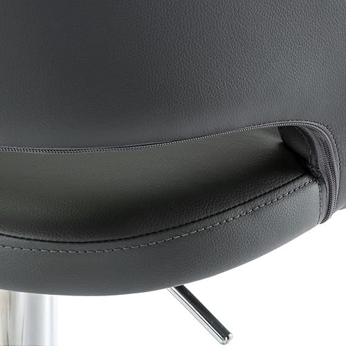 Miniatura 54 de Vogue Furniture Direct Taburete de bar ajustable con respaldo y brazos huecos, moderno taburete giratorio de piel sintética, silla de barra de Negro