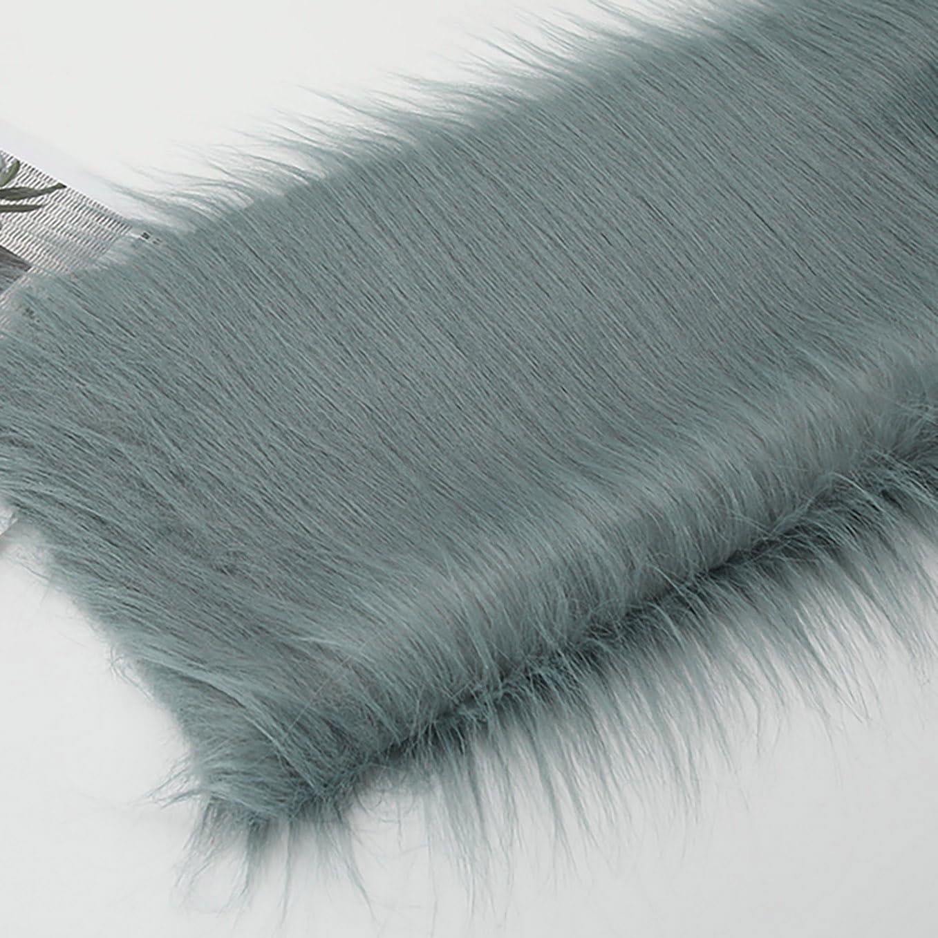 Long Pile 12cm Faux Fur Fabric Fluffy Furry Plush Material for Gnomes Beard Santa Claus Hair Christmas Decoration Dwarf Cosplay Costume DIY Craft 50 Colors(Size:180x50cm,Color:Blue Gray)