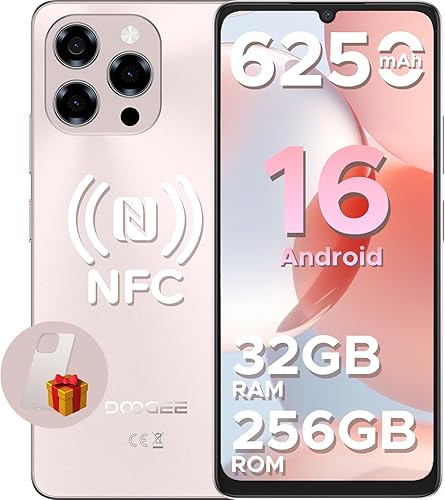 DOOGEE Note 58 Pro Android 16 teléfonos desbloqueados, 32 GB+256 GB2 TB, 6.75 pulgadas HD+ 90Hz celular, batería de 6250 mAh, 16 MP+8 MP, 4G Dual