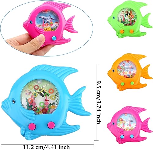 Miniatura 2 de 24 piezas de juegos de lanzamiento de anillos de pescado, peces de agua de mano, coloridos arcade, juguetes de bolsillo retro para niños, juego