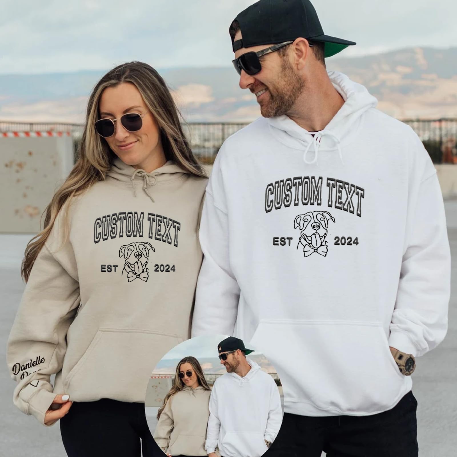 Duckbe Custom Embroidered Hoodies, Design Pet Photo Hoodie, Customizable Unisex Hoodie for Pet Lovers, Dog Mom Hoodies