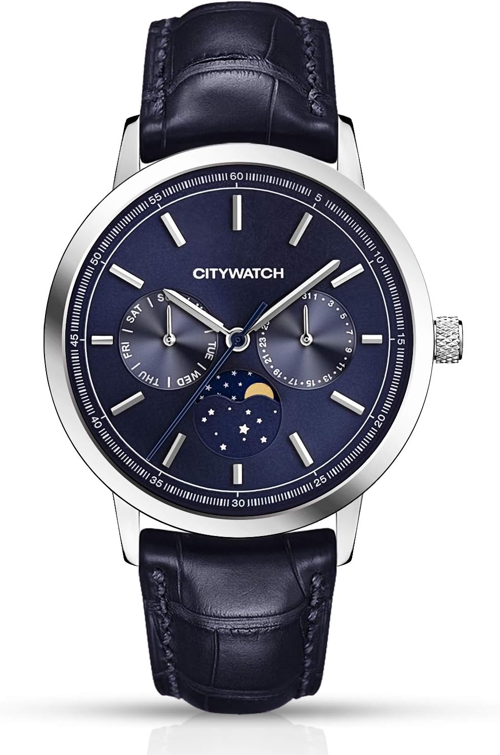 CITYWATCH Limited Edition Men's Watch with Navy Blue Genuine Leather Strap CY015.06BLU