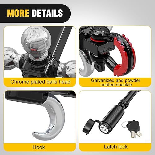 Miniatura 212 de Nilight Receptor de enganche de grillete de 2 pulgadas, 45000 libras, resistencia a la rotura, grillete de anillo en D de 3/4 pulgadas con pasador