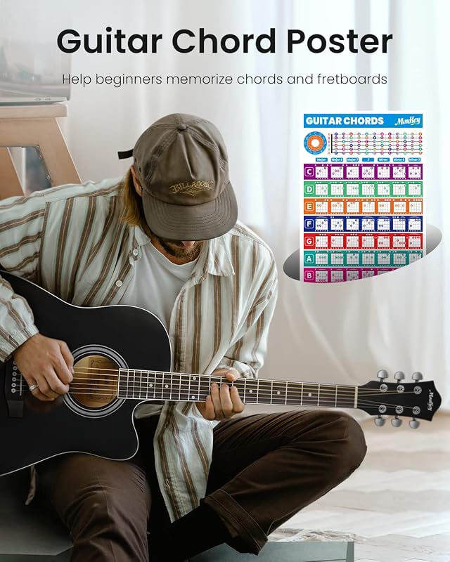 Moukey 41 hüvelykes akusztikus gitár kezdőknek, teljes csomag hangolóval és táskával