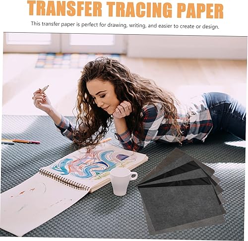 Miniatura 4 de EXCEART 200 hojas de papel de carbono de grafito, papel de transferencia, papel de lona, papel de calco para dibujo, artista, papel de calco,