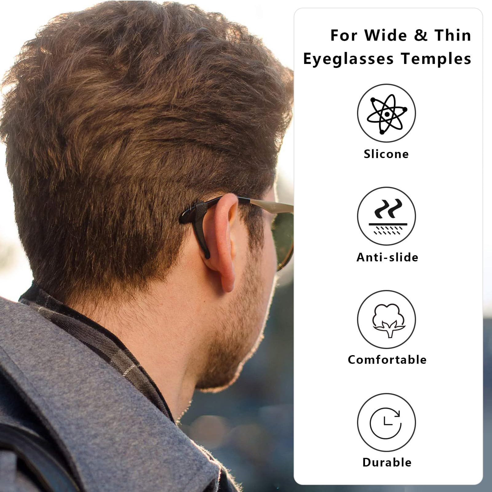 16 Paia Ferma Occhiali In Silicone - Antiscivolo Per Occhiali Da Vista, Sole, Lettura, Nero E Trasparente - Foto 7