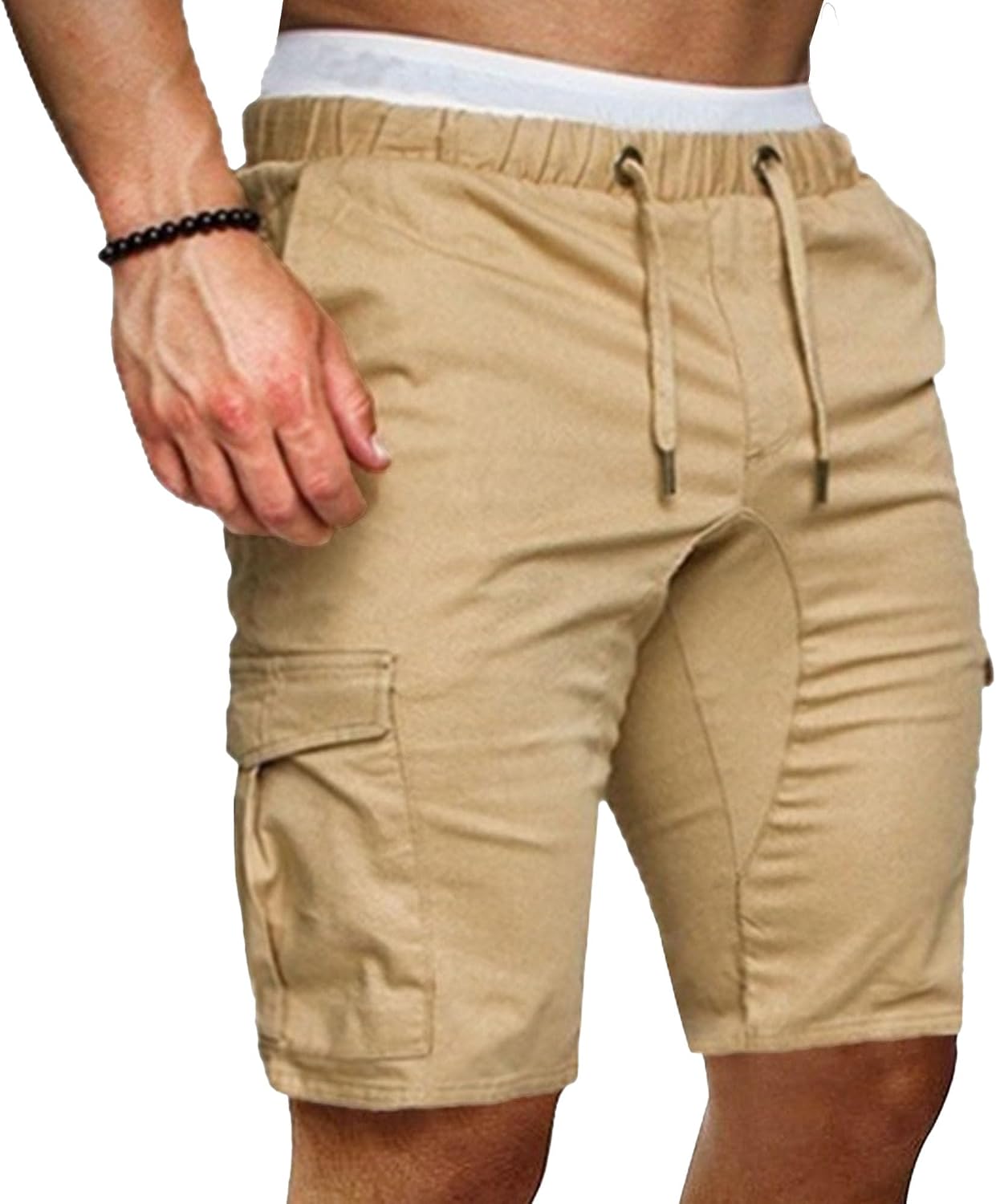 Maiyifu-GJ Men's Cotton Drawstring Cargo Shorts Multi-Pockets Hiking Short Summer Casual Lightweight Athletic Short Pants
