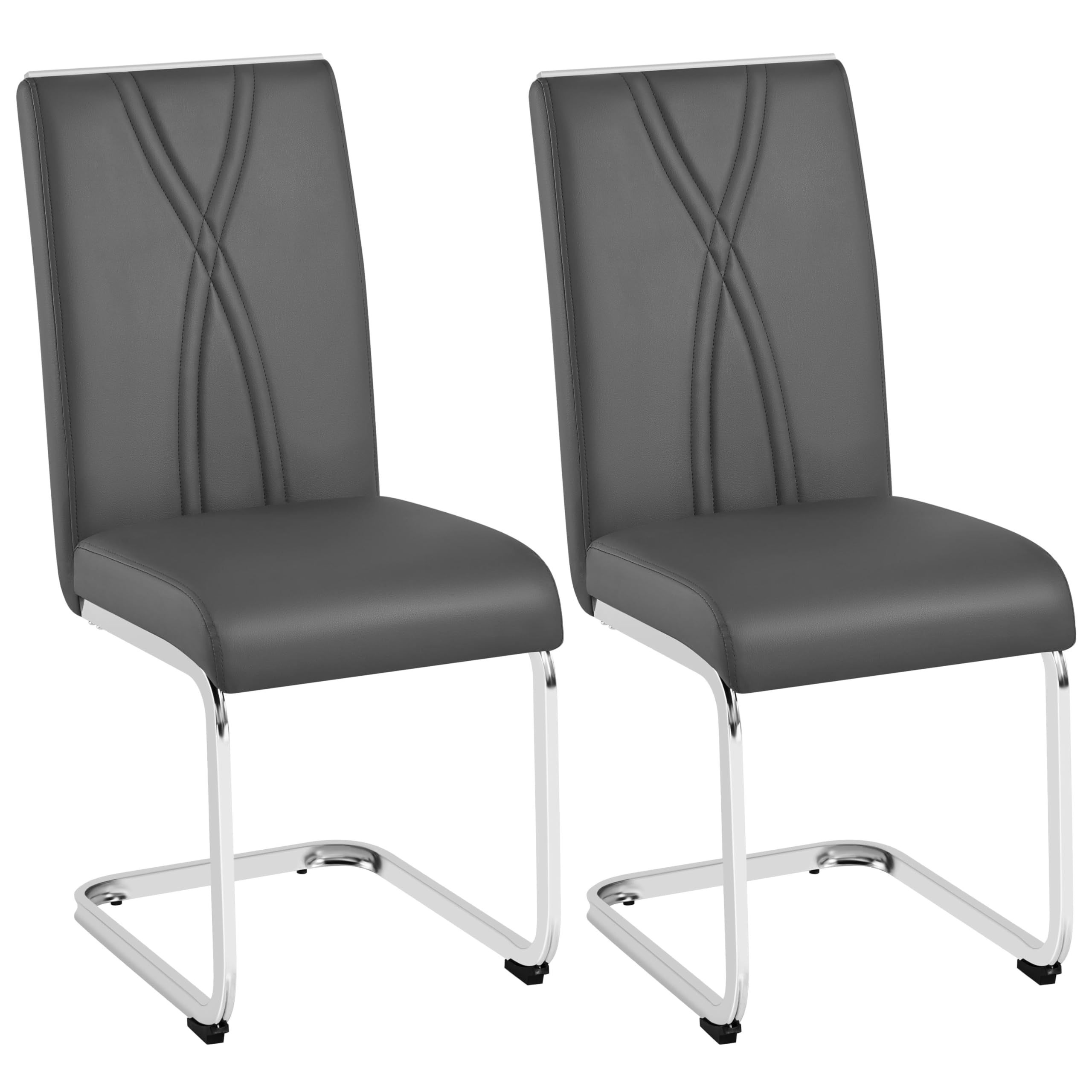 Yaheetech Set of 2 Dining Room Chairs, Rocking Chairs, Cantilever Chairs, 135 kg Load Capacity, Dark Grey, Faux Leather
