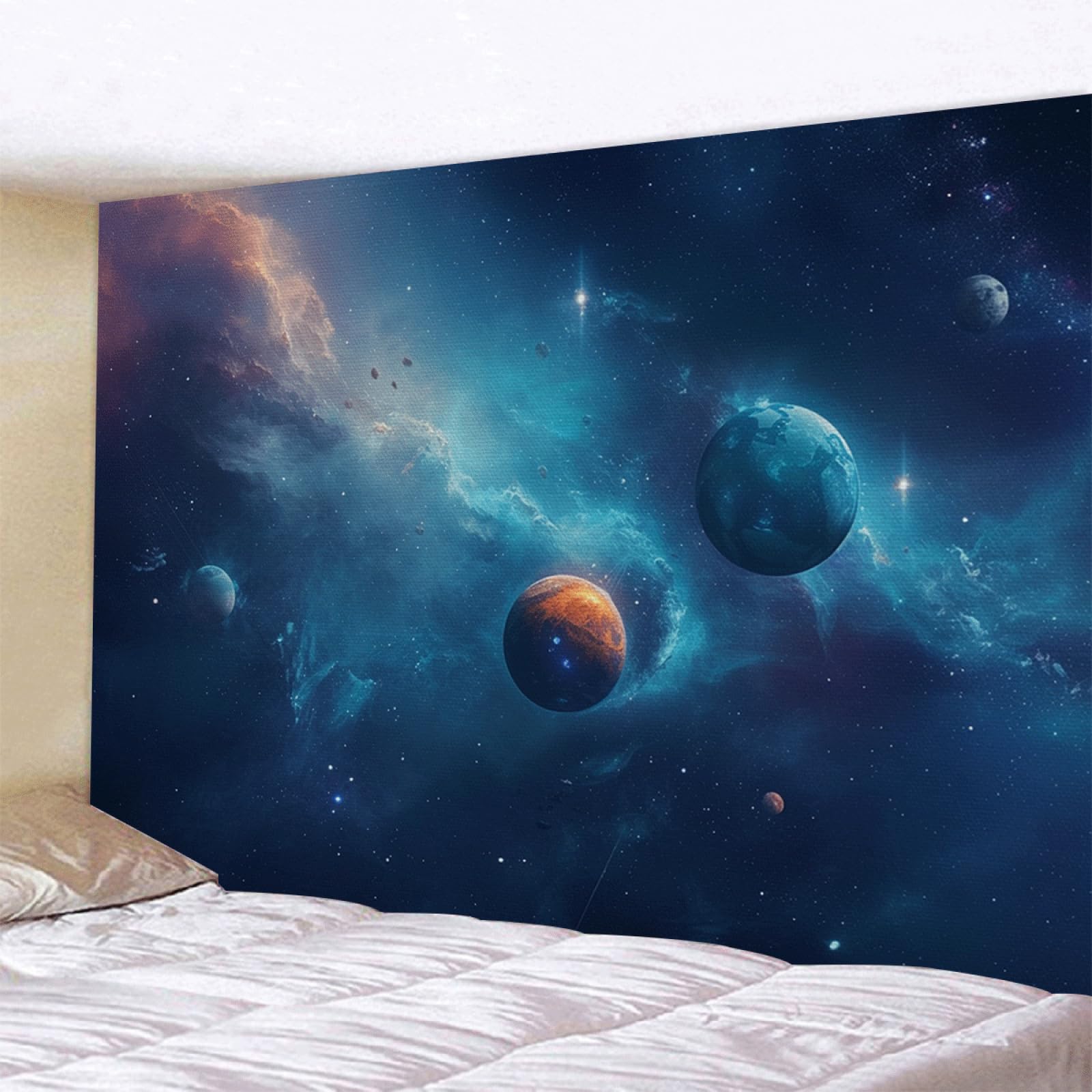 Papel de Pared Decorativo Azul Naranja Murales Decorativos Pared Sin Pegamento Fácil de Aplicar y Removible Papel Pintado Mural para Salón Dormitorio 210x140cm