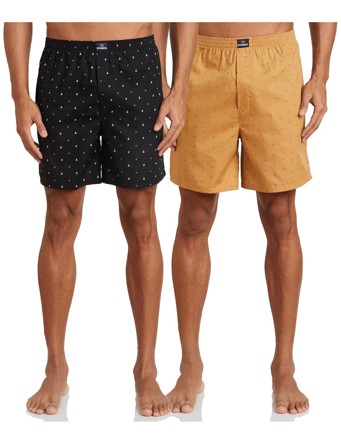 Amazon Brand – Symbol Men’s Cotton Printed Boxer Shorts (Combo Pack of 2) Casual | Underwear | Half Pants | Short Pant – Regular Fit with Back Pocket