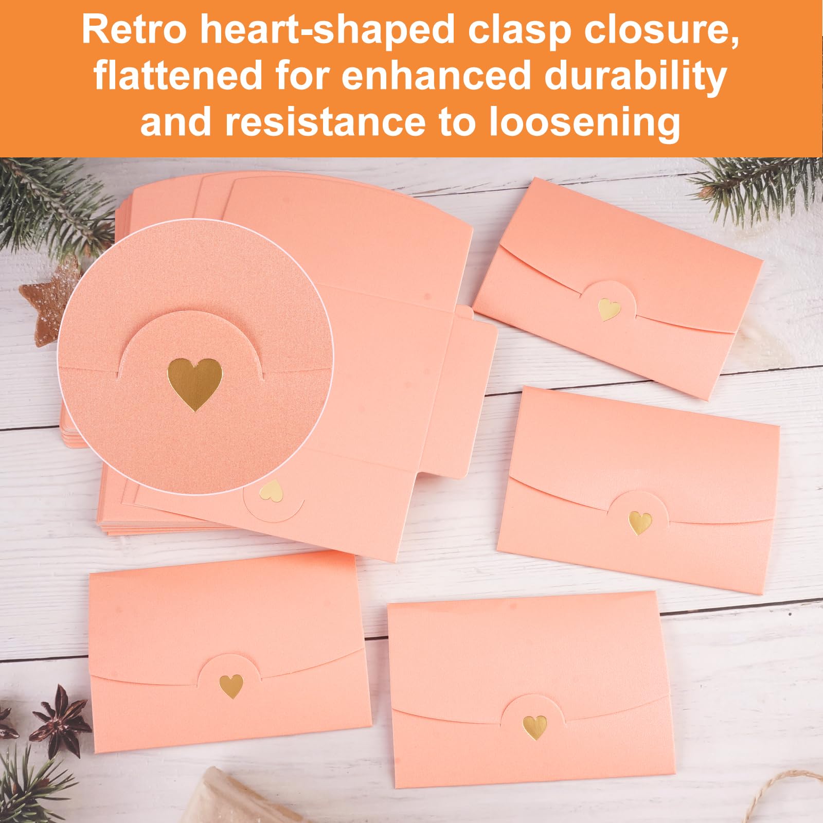 CZAKOMIX 40 Mini Enveloppes Noires Avec Boucle Cœur - Enveloppes Cadeau Mariage, Invitations & Cartes DIY