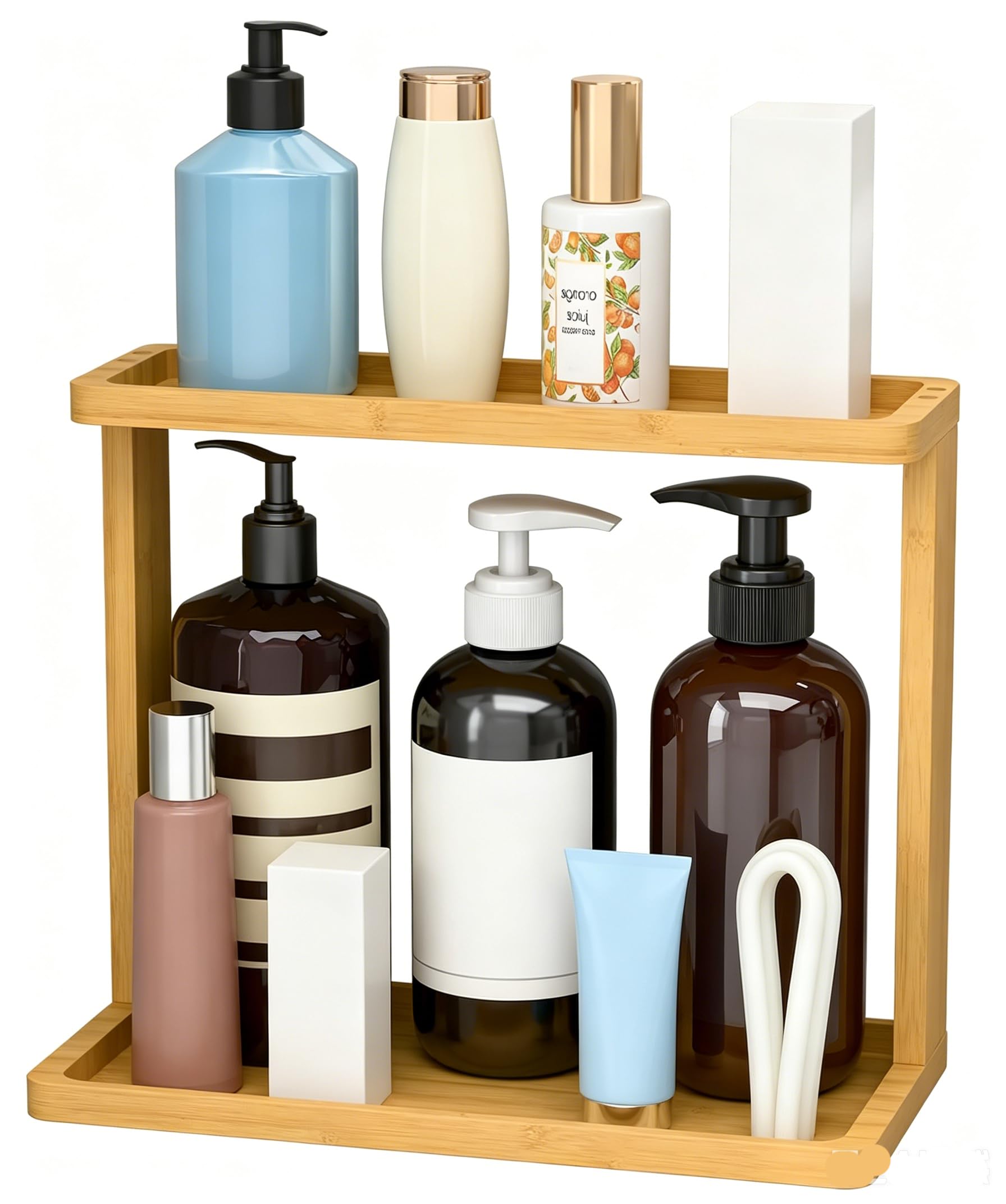 Proaustin Bamboo Bathroom Organizer Countertop – Small Vanity Storage Shelf for Makeup