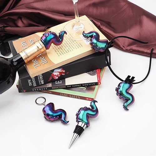 Miniatura 4 de JINGBIN Moldes de resina para tentáculos de pulpo, 2 moldes de tapón de botella para resina con 5 moldes de acero inoxidable para proteger el vino,