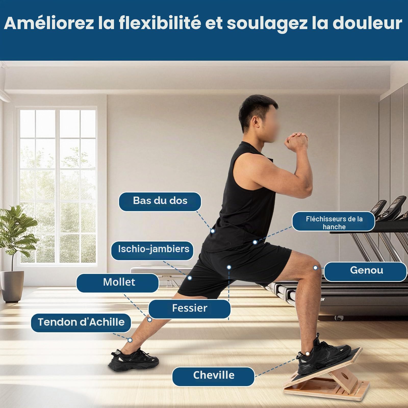 StrongTek Planche inclinée extra large en bois pour étirements et entraînement de flexibilité, 5 angles réglables, 158,8 kg de capacité